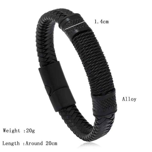 Men's Magnetic Leather Bracelet – Handmade Rock Style Bangle - Image 2
