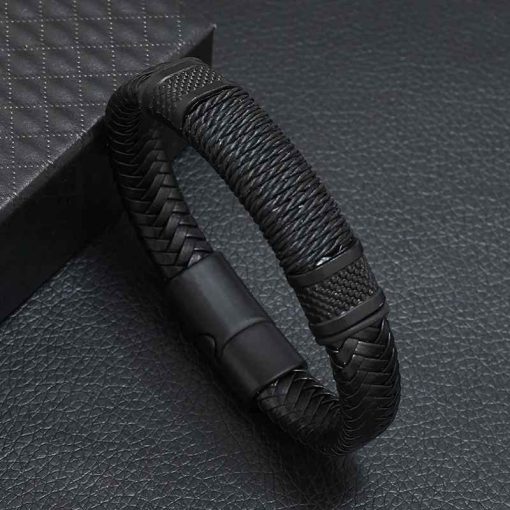 Men's Magnetic Leather Bracelet – Handmade Rock Style Bangle - Image 7