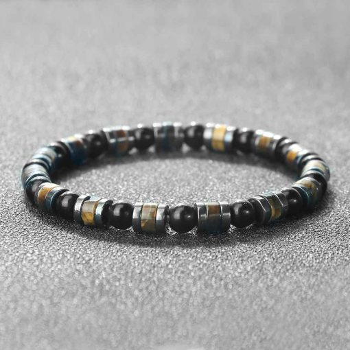 Adjustable Tiger Eye & Hematite Bracelet – Natural Stone Jewelry - Image 3
