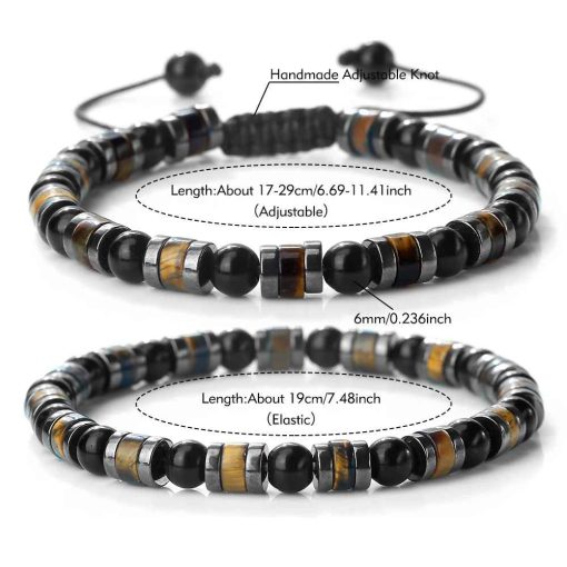 Adjustable Tiger Eye & Hematite Bracelet – Natural Stone Jewelry - Image 4