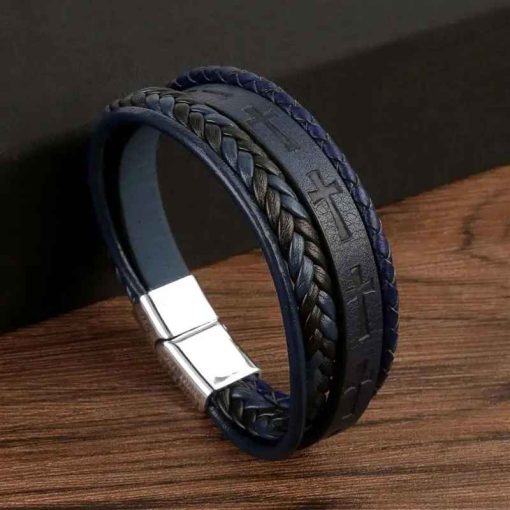 Vintage Leather Bracelet for Men – Handwoven Punk Style Gift - Image 7