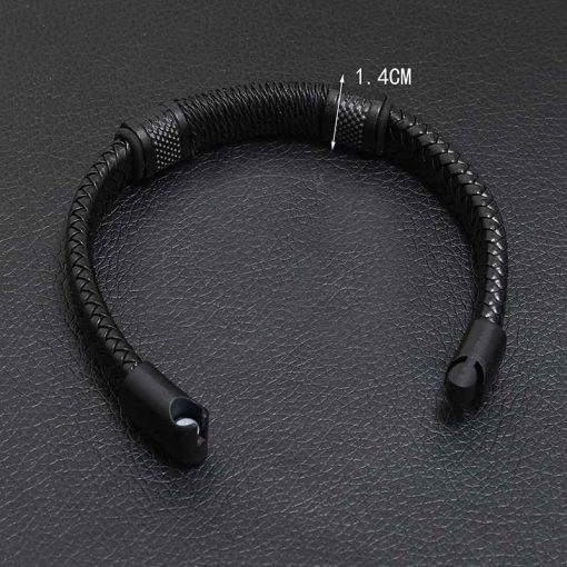 Men's Magnetic Leather Bracelet – Handmade Rock Style Bangle - Image 4
