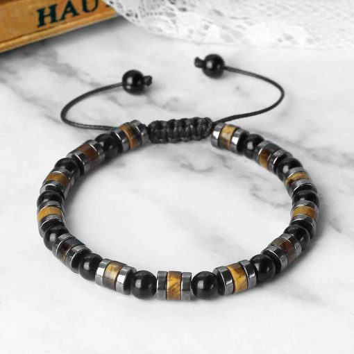 Adjustable Tiger Eye & Hematite Bracelet – Natural Stone Jewelry - Image 7