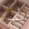 316L Stainless Steel Vintage Irregular Pearl OT Buckle Chain Bracelet for Women