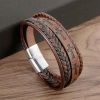 Vintage Leather Bracelet for Men – Handwoven Punk Style Gift