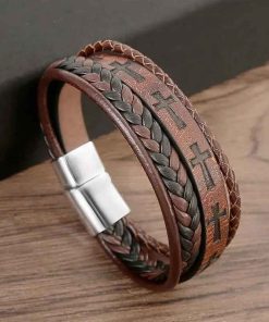 Vintage Leather Bracelet for Men – Handwoven Punk Style Gift