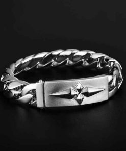 Thick Cuban Chain Bracelet for Men – Bold Silver Handmade Style