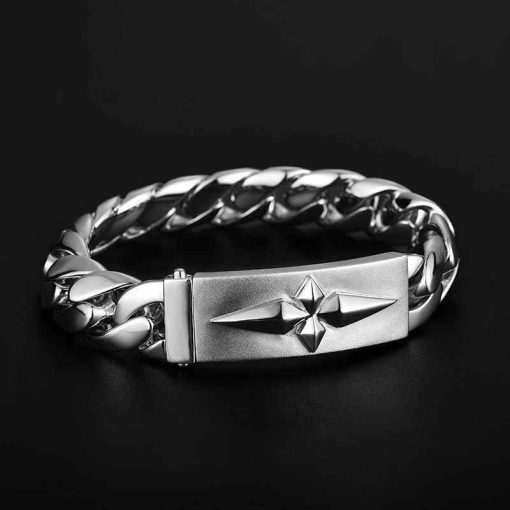 Thick Cuban Chain Bracelet for Men – Bold Silver Handmade Style