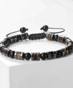 Adjustable Tiger Eye & Hematite Bracelet – Natural Stone Jewelry