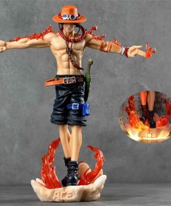 28cm Ace Figure – One Piece GK Anime Statue with Light Gift Toy