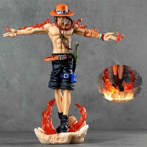 28cm Ace Figure – One Piece GK Anime Statue with Light Gift Toy