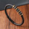 Men’s Punk Bracelet – Braided Leather & Stainless Beads