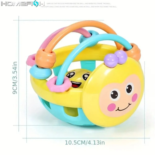 10cm Baby Catch Ball Rattle – Soft Sensory Toy for 0–12 Months - Image 2