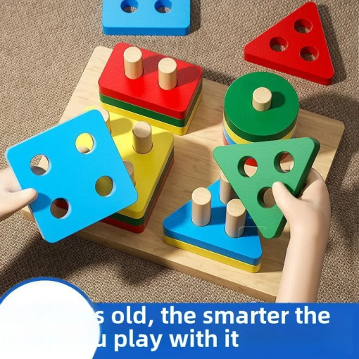 Montessori Wooden Stacking Puzzle – Fine Motor Toy for Age 1+ - Image 3