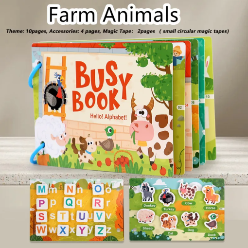 Interactive Busy Book – Animals, Vehicles, Dinosaurs & Learning - Image 6