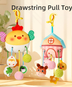 Drawstring Crib Hanging Toy – Soothing Teether Pendant for Babies
