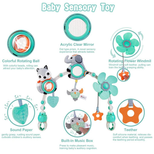 Stroller Arch Toy – Musical Crib Mobile for Newborn Sensory Play - Image 2