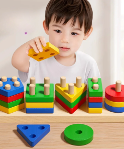 Montessori Wooden Stacking Puzzle – Fine Motor Toy for Age 1+