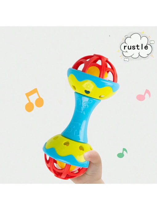 Baby Grip Rattle – Soft Double-Ended Toy for Infants (Random Color)