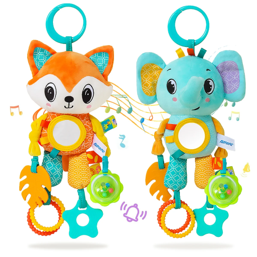Crinkle & Squeaky Hanging Toy – Plush Wind Chime with Teether