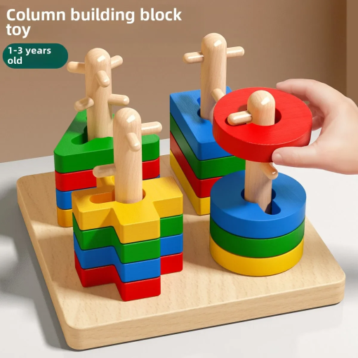 Montessori Wooden Stacking Puzzle – Fine Motor Toy for Age 1+ - Image 6