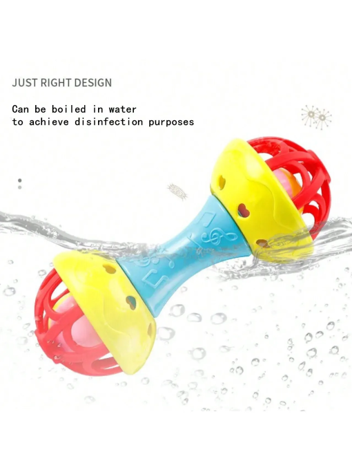 Baby Grip Rattle – Soft Double-Ended Toy for Infants (Random Color) - Image 2
