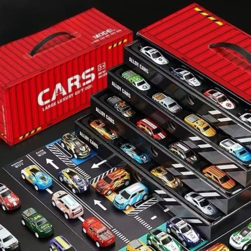 48-Car Container Truck Set with Track – Ultimate Kids' Racing Toy