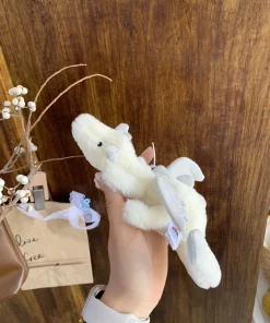 Alternative view of Snow Dragon Plush Pendant – Cute Purple & Pink Dragon Bag Keychain Doll Gift (18cm)