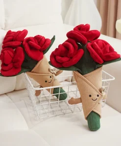 Alternative view of Everlasting Plush Rose Bouquet Toy with Smiley Face Soft Simulated Flower Decor Romantic Valentine‘s Day Gift for Girls Kids