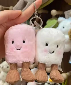 Alternative view of Two-Tone Cotton Candy Plush Keychain – Cute Soft JC Doll Bag Pendant & Car Charm Gift