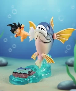 Dragon Ball Z Goku Kick Shark Figure – Mini PVC Anime Collectible Statue (6cm / 2.4in)