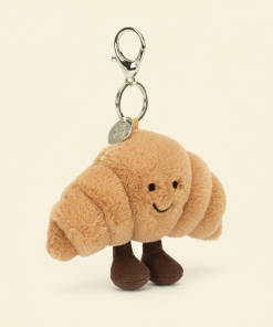 Kawaii Croissant Bread Plush Keychain – Cute Cartoon Bag Charm & Car Pendant Gift