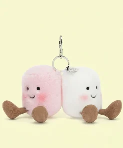 Two-Tone Cotton Candy Plush Keychain – Cute Soft JC Doll Bag Pendant & Car Charm Gift