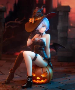 Alternative view of Re:Zero Rem Halloween Figure – Magic Night Enchantress PVC Anime Statue Desktop Decor (18cm, No Light)