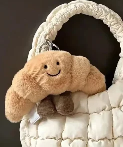 Alternative view of Kawaii Croissant Bread Plush Keychain – Cute Cartoon Bag Charm & Car Pendant Gift