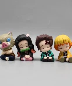 Alternative view of Demon Slayer Q Edition Mini Figure Set – Tanjiro & Nezuko Shoulder-to-Shoulder Sleep PVC Desk Decor (4PCS)