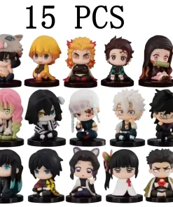 Alternative view of HOT Demon Slayer Q Version Sitting Figures – Tanjiro, Nezuko, Inosuke & Zenitsu Kawaii PVC Anime Dolls