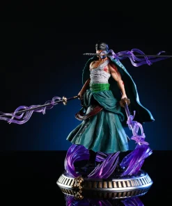 Alternative view of One Piece Zoro “Three-Sword Style” Battle Scene Figure – 21cm PVC Anime Collectible Statue