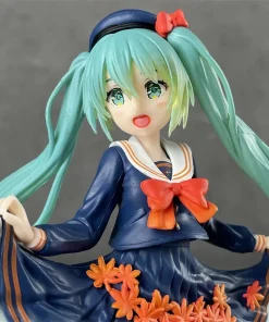Alternative view of New Hatsune Miku Autumn Uniform Figure – Maple Leaf PVC Anime Desktop Ornament Collectible Gift