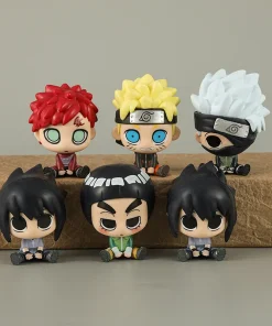 Alternative view of 6-Piece Q Version Naruto Mini Figure Set — Sasuke, Kakashi, Lee, Gaara, Sakura, Uchiha | Anime Sitting PVC Model Toy Gift