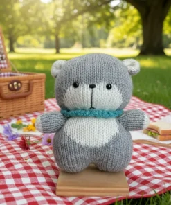 Alternative view of Knitted Bear Plush Doll – Cute Soft Stuffed Teddy for Nursery Decor & Gift (19cm)