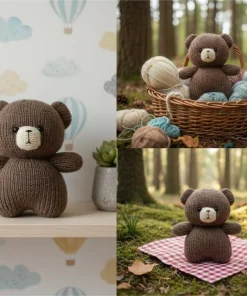 Alternative view of Handmade 16cm Knitted Teddy Bear – Premium Amigurumi Stuffed Animal for Baby Gift & Nursery Decor