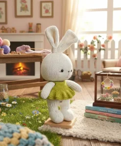 Alternative view of Knitted Bunny Plush Doll – Soft Cute Rabbit Toy for Nursery Décor & Gift (35cm)