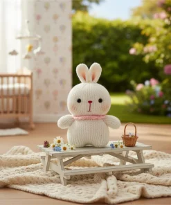 Knitted Bunny Plush Doll – Cute Soft Stuffed Rabbit Toy for Home Decor & Gift (21cm)