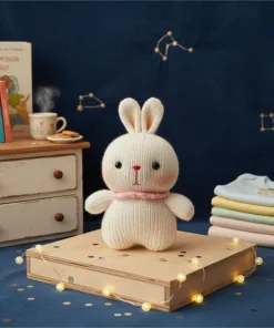 Alternative view of Knitted Bunny Plush Doll – Cute Soft Stuffed Rabbit Toy for Home Decor & Gift (21cm)