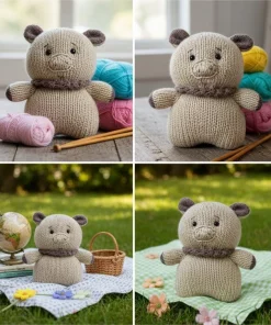 Handmade Crochet Bear Plush – Amigurumi Knitted Teddy Bear, Cute Gift & Home Decor (22cm)