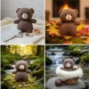 Handmade 16cm Knitted Teddy Bear – Premium Amigurumi Stuffed Animal for Baby Gift & Nursery Decor
