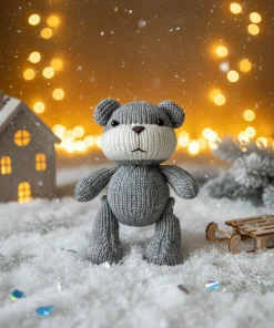 Alternative view of Handmade 21cm Grey Knitted Teddy Bear – Large Artisanal Amigurumi Plush for Kids Gift & Nordic Home Decor