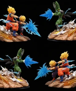 14.5cm Dragon Ball Z Goku & Gohan vs Cell PVC Figure – Super Saiyan Anime Collectible Statue Model