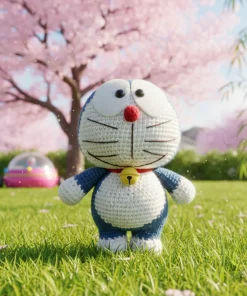 Alternative view of Handmade Crochet Blue Cat Plush 20cm – Amigurumi Cartoon Cat Doll, Cute Knitted Toy & Gift